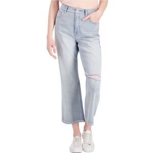 Style & Co Slouchy Fit High Rise Cropped Ripped Jeans Silver Valley Sz 10 NWT